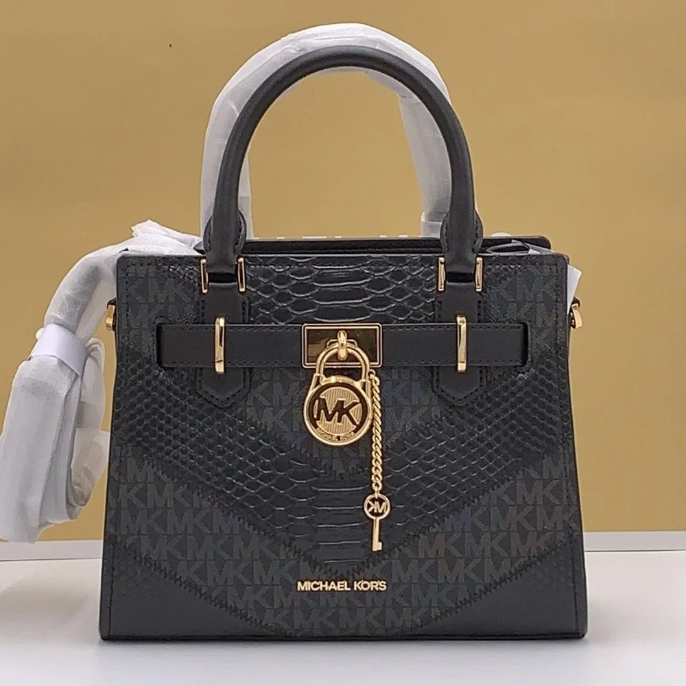 Michael Kors Hamilton Small Satchel Shoulder Crossbody Bag Black Multi NWT